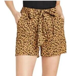 A New Day BROWN LEOPARD PRINT WITH BELT AND POCKETS HIGH RISE SHORTS